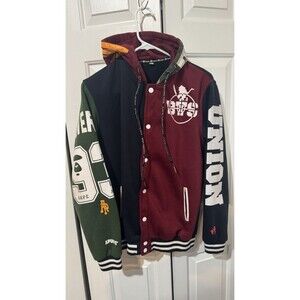 Aape by A Bathing Ape Multi Colored Varsity Fleece Hooded Jacket Womens L